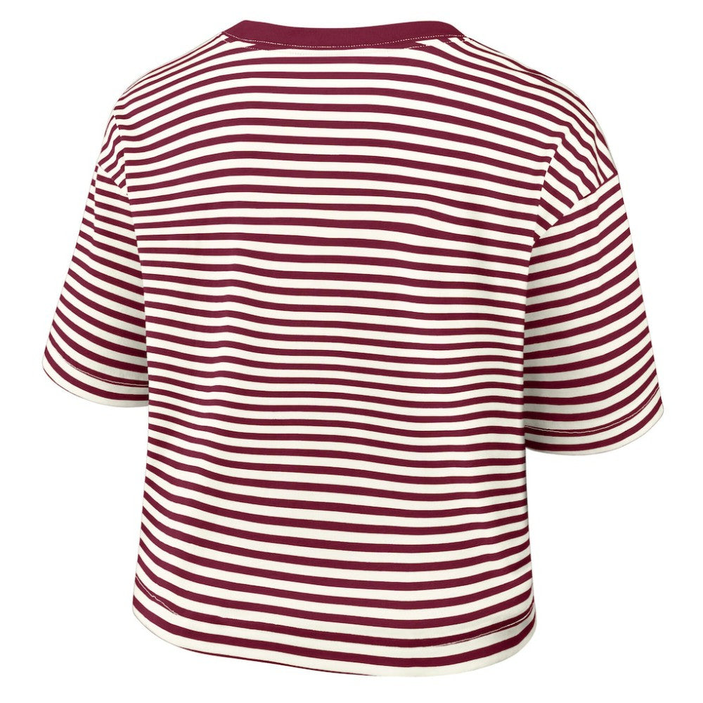 Philadelphia Phillies Nike Women's Cooperstown Collection Striped Cropped T-Shirt On Sale
