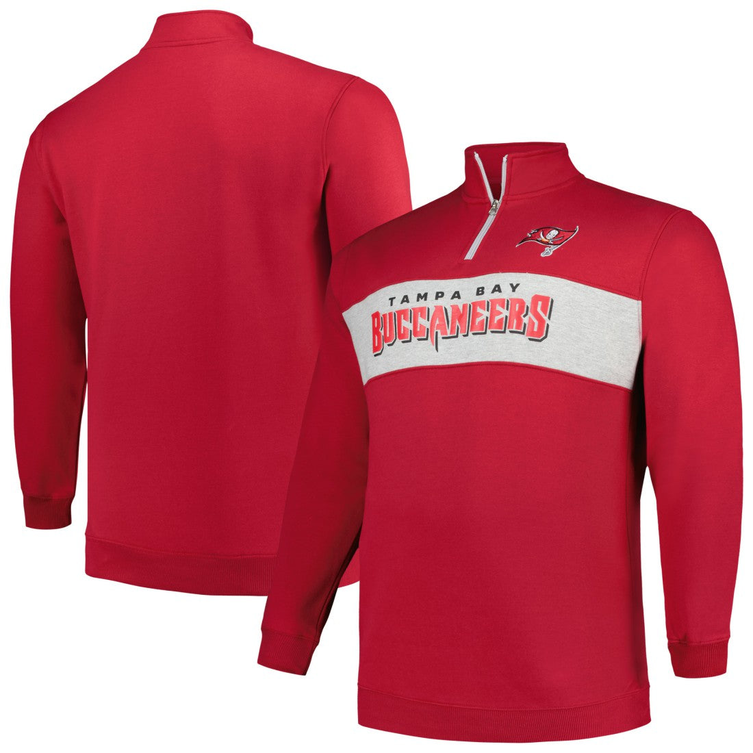 Tampa Bay Buccaneers Profile Big & Tall Fleece Quarter-Zip Jacket Red - NFL