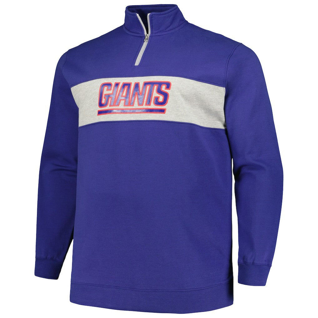 New York Giants Profile Big & Tall Fleece Quarter-Zip Jacket Royal - NFL