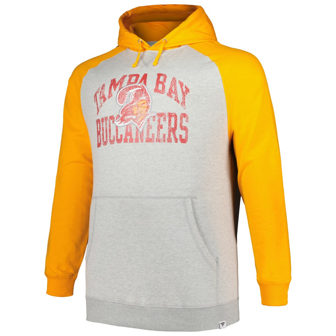 Tampa Bay Buccaneers Profile Big & Tall Favorite Arch Throwback Raglan Pullover Hoodie Heather Gray/Orange - NFL