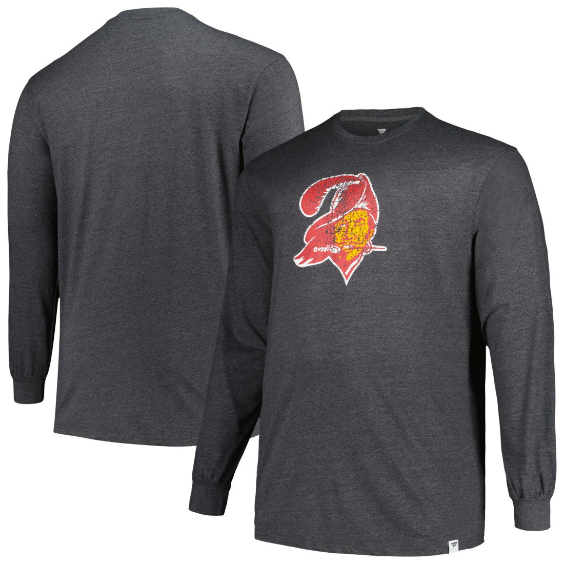 Tampa Bay Buccaneers Profile Big & Tall Throwback Long Sleeve T-Shirt Heather Charcoal - NFL