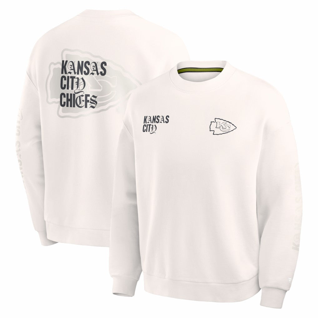 Kansas City Chiefs Oversized Type Play Multi Sweatshirt Cream - Fanatics