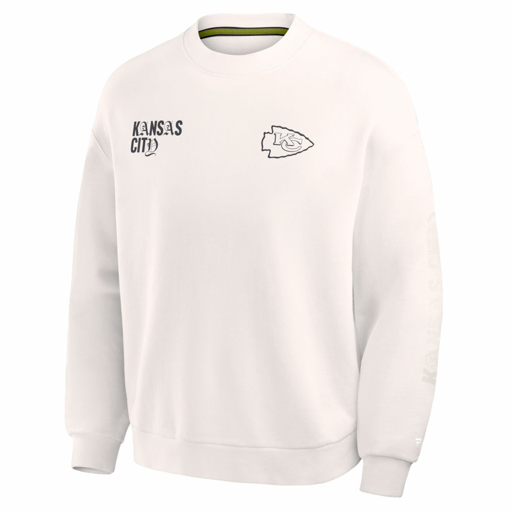 Kansas City Chiefs Oversized Type Play Multi Sweatshirt Cream - Fanatics
