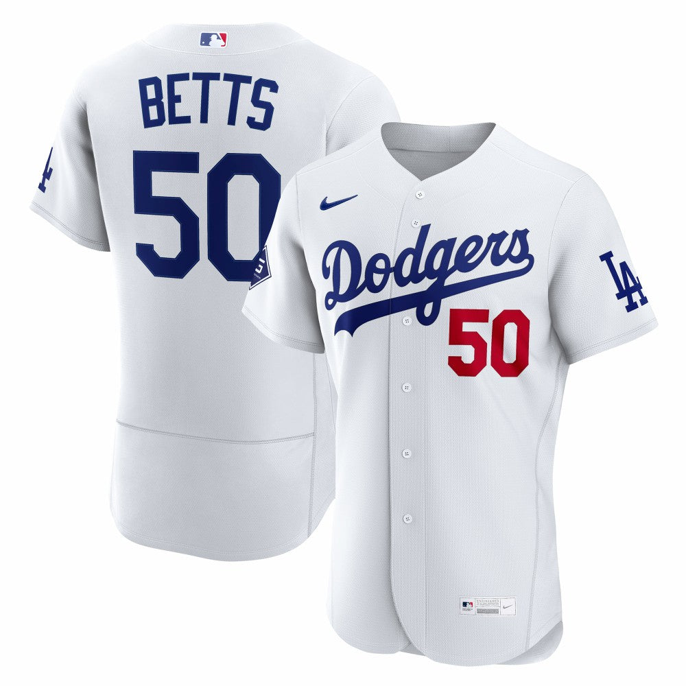 Mookie Betts Los Angeles Dodgers Nike Home Authentic Sponsor Patch Jersey - White | MLB Jerseys