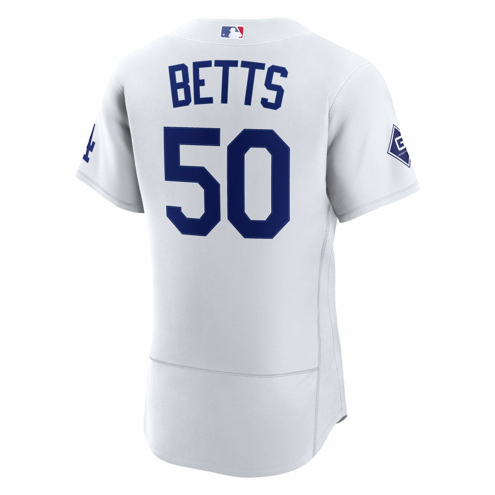 Mookie Betts Los Angeles Dodgers Nike Home Authentic Sponsor Patch Jersey - White | MLB Jerseys