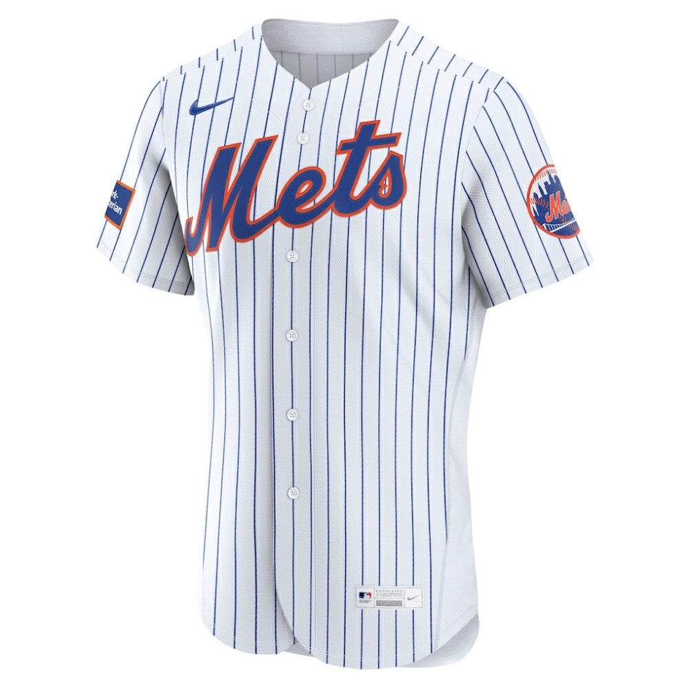 New York Mets Nike Home Sponsor Patch Authentic Jersey - White | MLB Jerseys