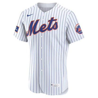 New York Mets Nike Home Sponsor Patch Authentic Jersey - White | MLB Jerseys