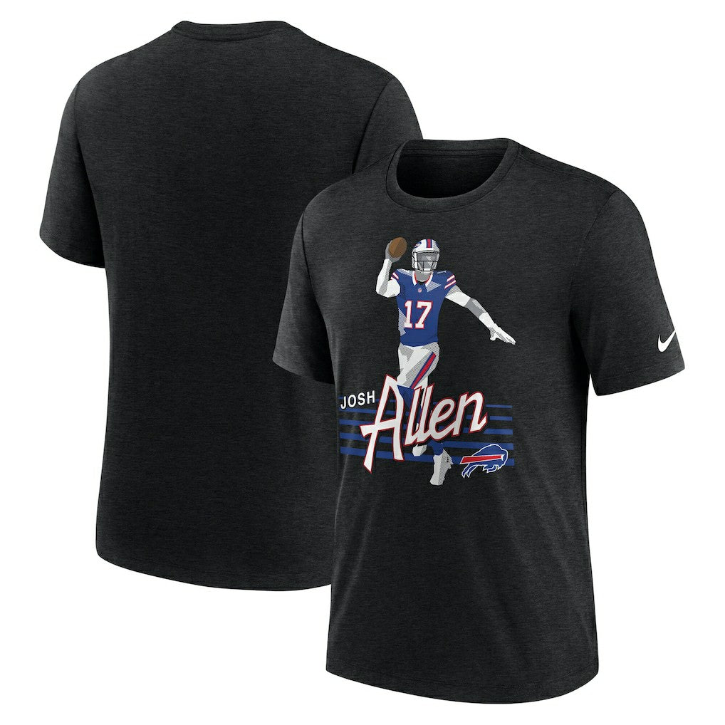 Josh Allen Buffalo Bills Player Graphic T-Shirt Heather Black - Nike