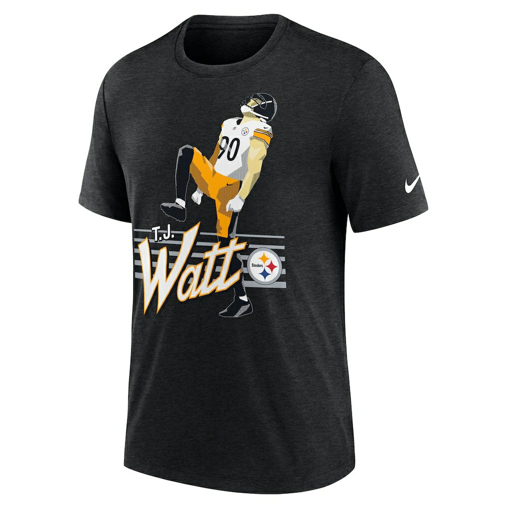 T.J. Watt Pittsburgh Steelers Player Graphic T-Shirt Heather Black - Nike