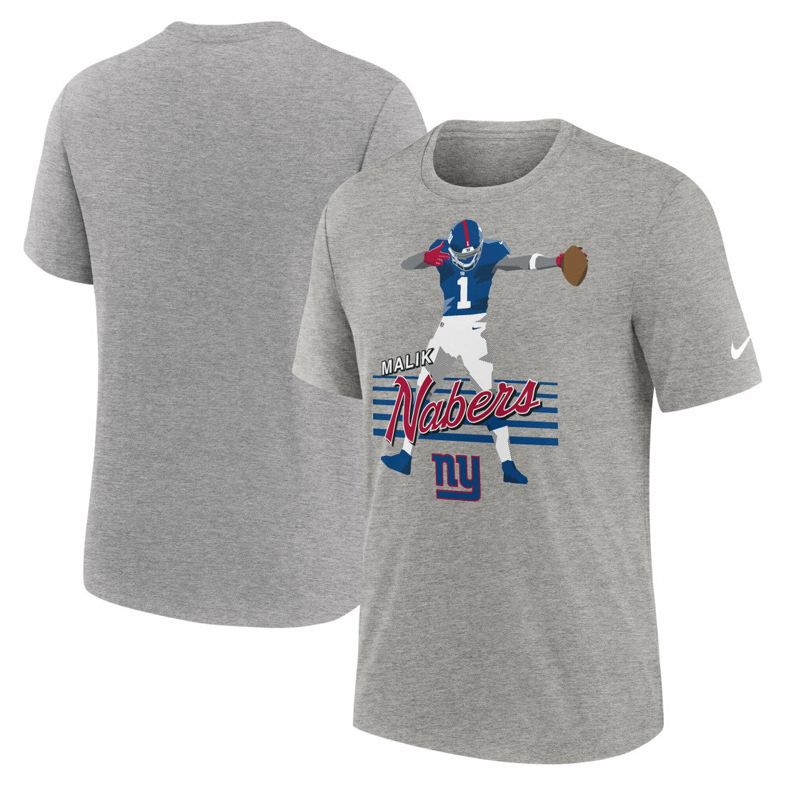 Malik Nabers New York Giants Player Graphic T-Shirt Heather Gray - Nike