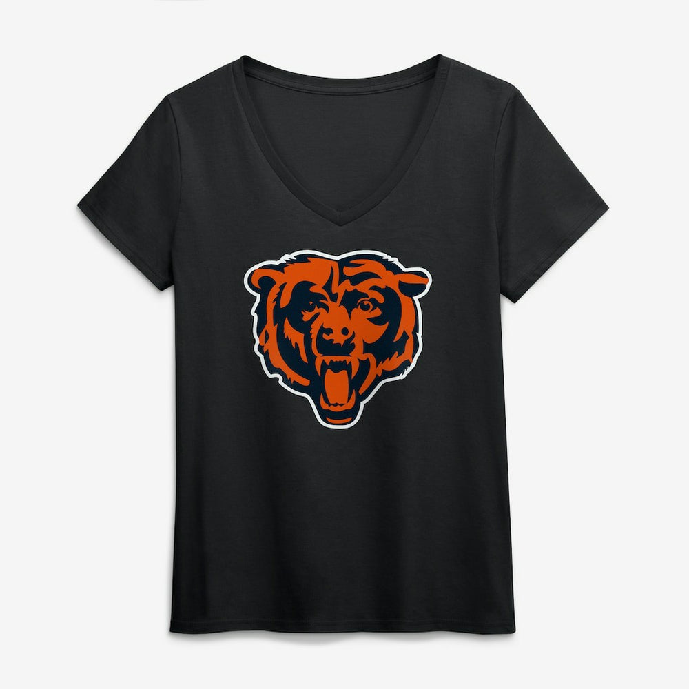 Chicago Bears Logo Athletic Women's Primary Logo V-Neck T-Shirt Black - NFL