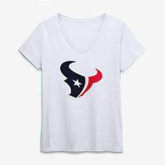 Houston Texans Logo Athletic Women's Primary Logo V-Neck T-Shirt White - NFL
