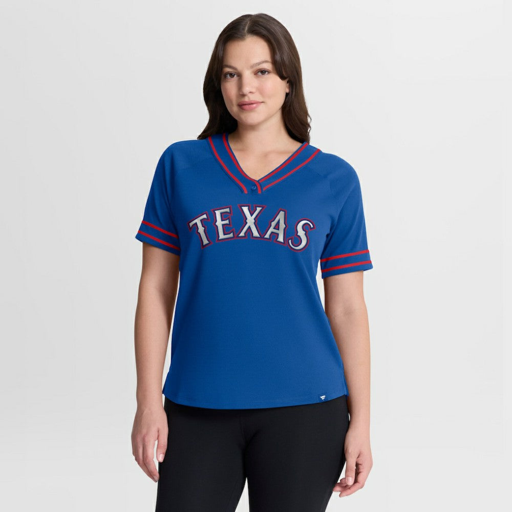 Texas Rangers Fanatics Women's Diva Race Ahead Raglan V-Neck T-Shirt for sale