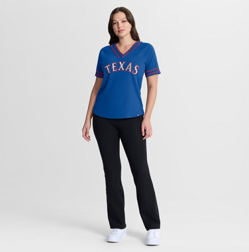 Texas Rangers Fanatics Women's Diva Race Ahead Raglan V-Neck T-Shirt for sale
