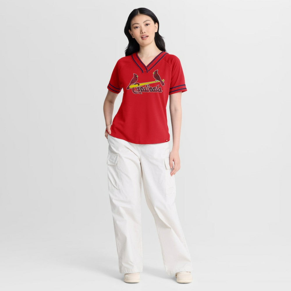 St. Louis Cardinals Fanatics Women's Diva Race Ahead Raglan V-Neck T-Shirt Sale