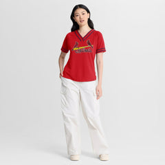 St. Louis Cardinals Fanatics Women's Diva Race Ahead Raglan V-Neck T-Shirt Sale