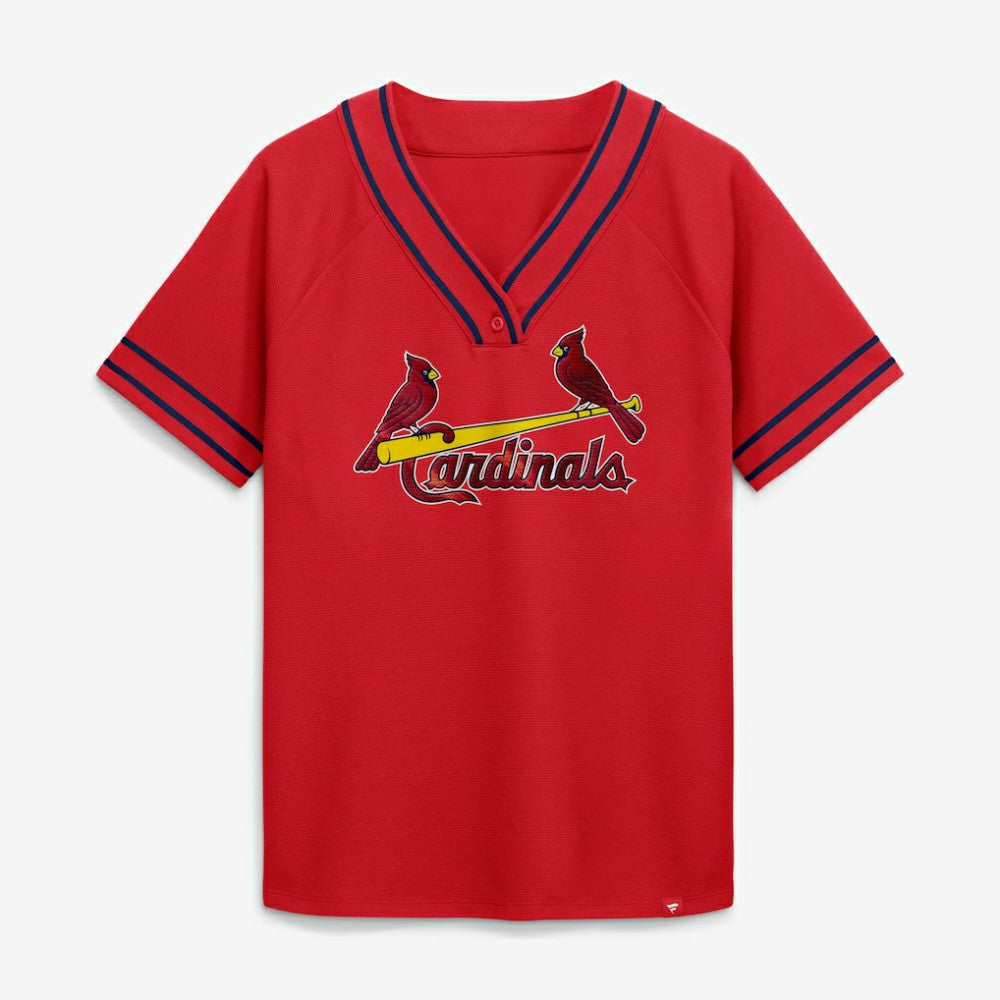 St. Louis Cardinals Fanatics Women's Diva Race Ahead Raglan V-Neck T-Shirt Sale