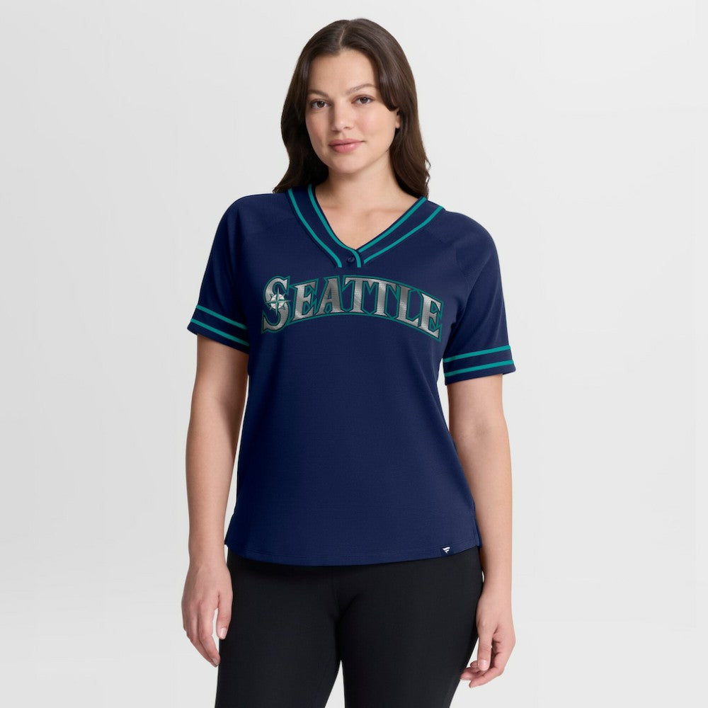 Seattle Mariners Fanatics Women's Diva Race Ahead Raglan V-Neck T-Shirt Lifestyle