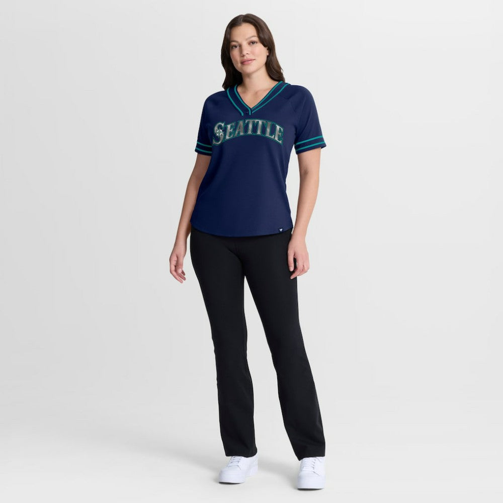 Seattle Mariners Fanatics Women's Diva Race Ahead Raglan V-Neck T-Shirt Lifestyle
