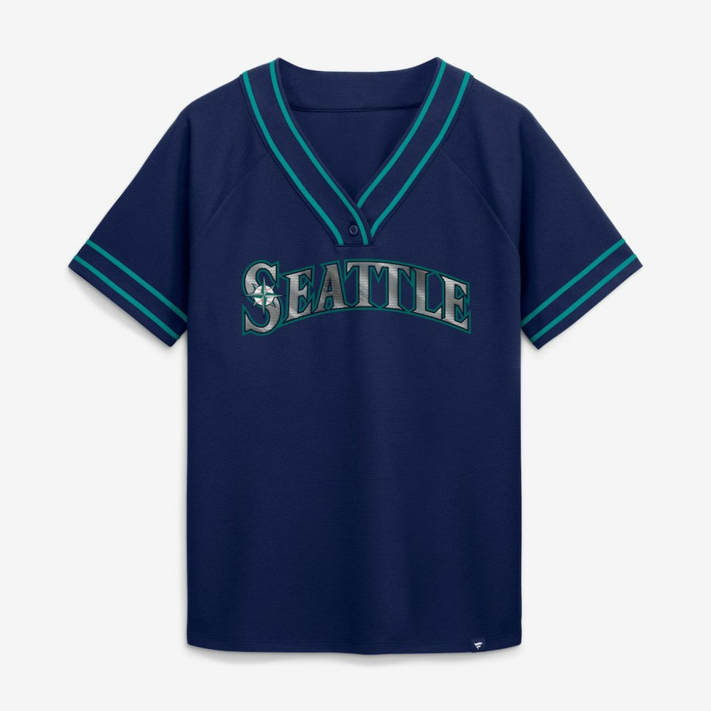 Seattle Mariners Fanatics Women's Diva Race Ahead Raglan V-Neck T-Shirt Lifestyle