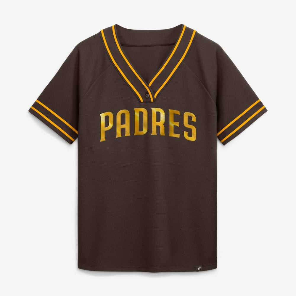 San Diego Padres Fanatics Women's Diva Race Ahead Raglan V-Neck T-Shirt Clearance