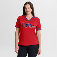 Philadelphia Phillies Fanatics Women's Diva Race Ahead Raglan V-Neck T-Shirt Near Me