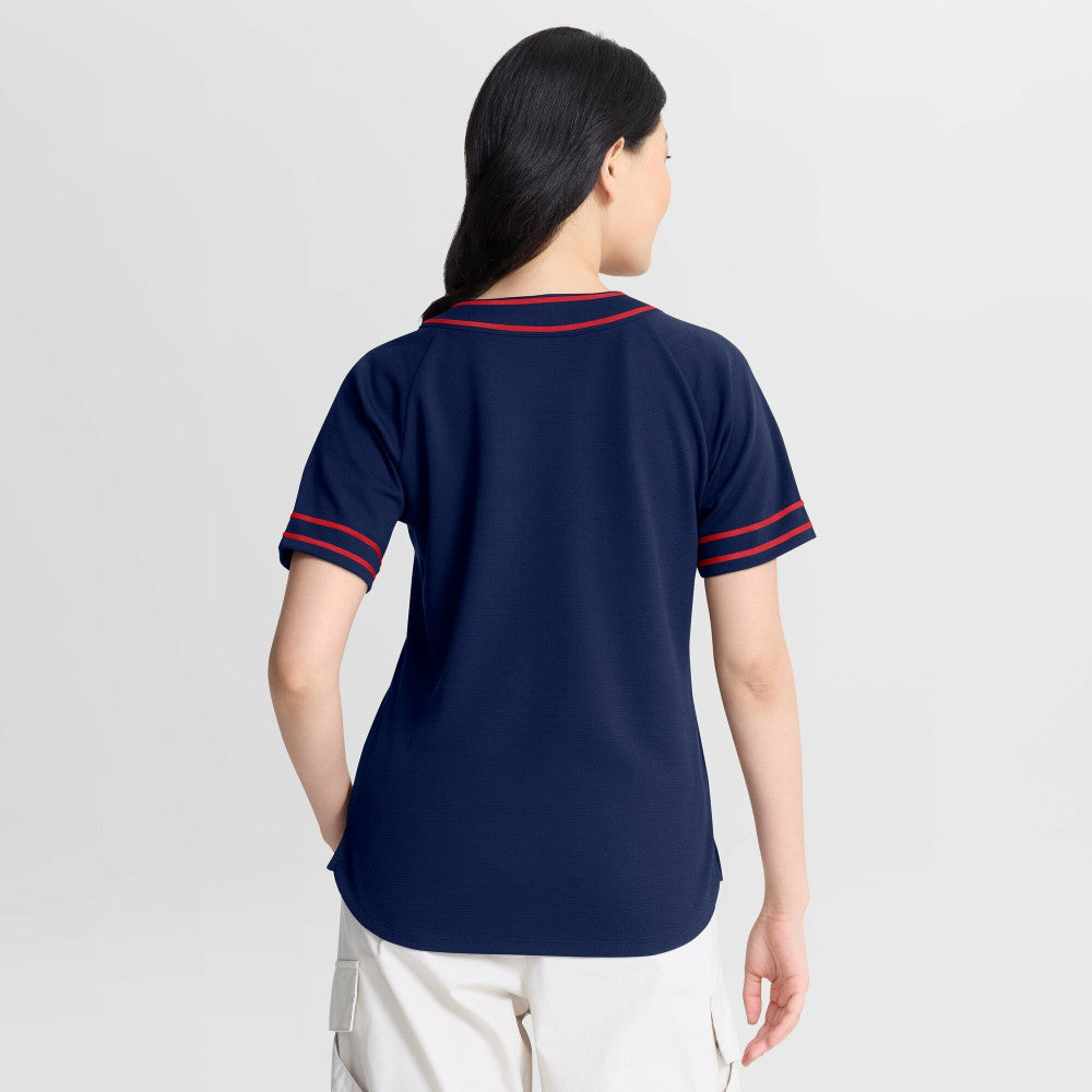 Minnesota Twins Fanatics Women's Diva Race Ahead Raglan V-Neck T-Shirt On Sale