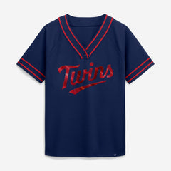 Minnesota Twins Fanatics Women's Diva Race Ahead Raglan V-Neck T-Shirt On Sale
