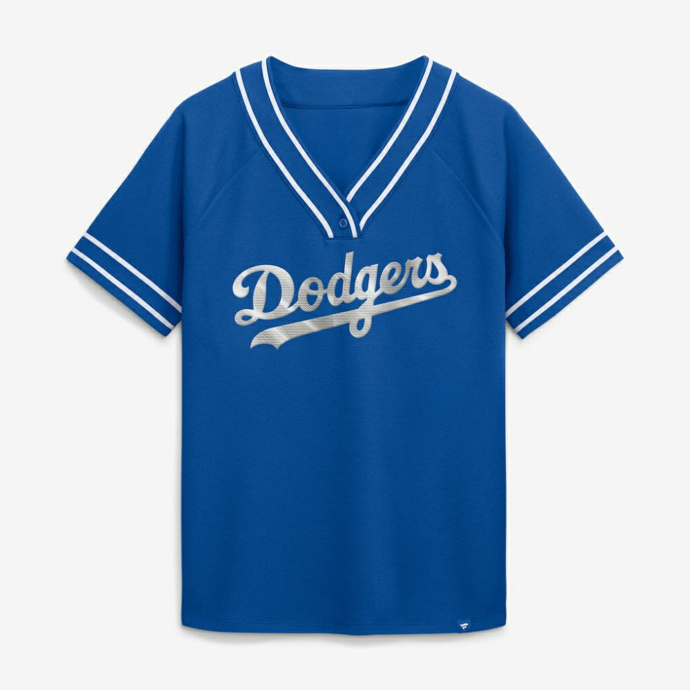 Los Angeles Dodgers Fanatics Women's Diva Race Ahead Raglan V-Neck T-Shirt Lifestyle