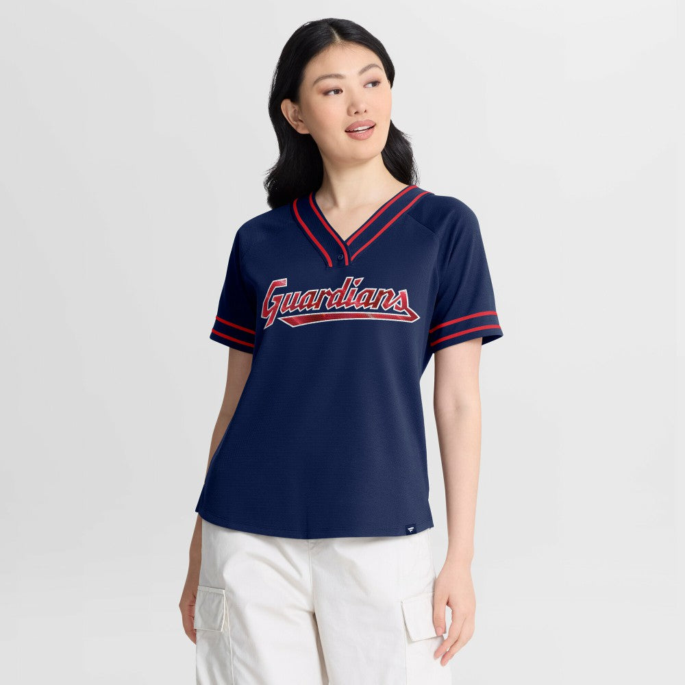 Cleveland Guardians Fanatics Women's Diva Race Ahead Raglan V-Neck T-Shirt Near Me