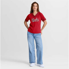 Cincinnati Reds Fanatics Women's Diva Race Ahead Raglan V-Neck T-Shirt Near Me