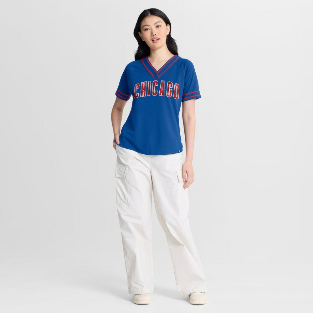Chicago Cubs Fanatics Women's Diva Race Ahead Raglan V-Neck T-Shirt discount