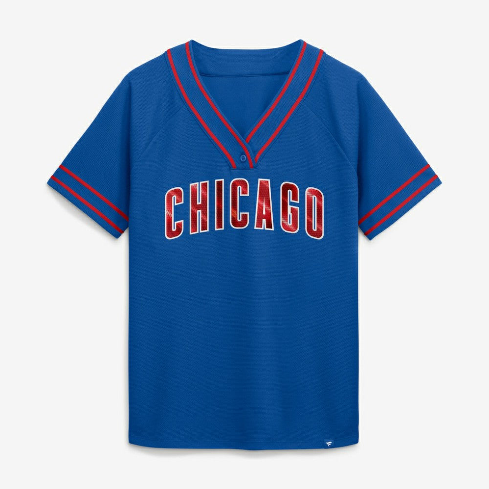Chicago Cubs Fanatics Women's Diva Race Ahead Raglan V-Neck T-Shirt discount