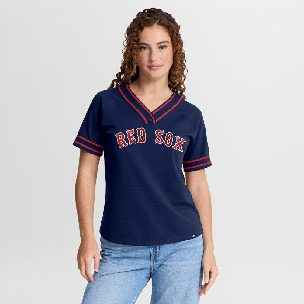 Boston Red Sox Fanatics Women's Diva Race Ahead Raglan V-Neck T-Shirt for sale