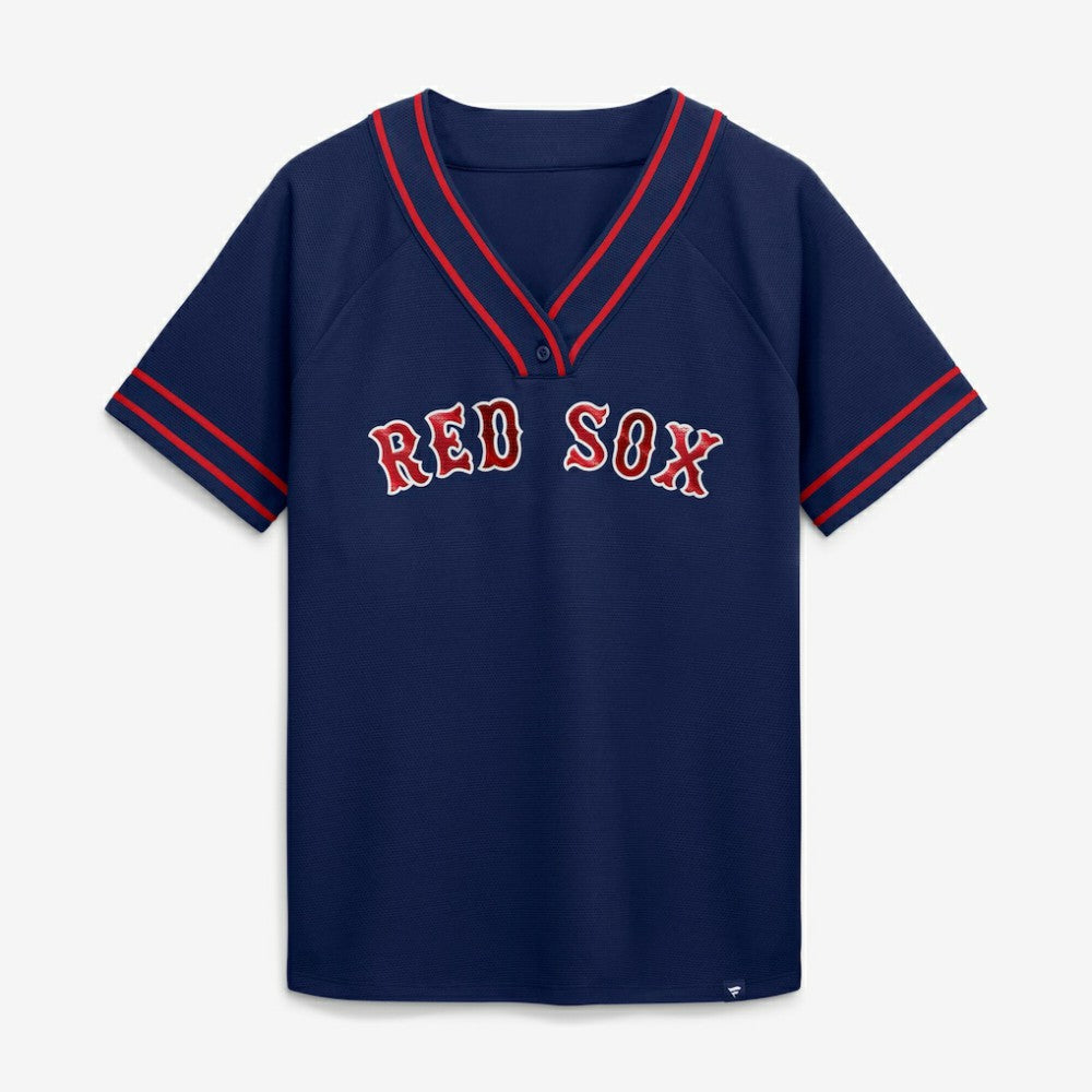 Boston Red Sox Fanatics Women's Diva Race Ahead Raglan V-Neck T-Shirt for sale
