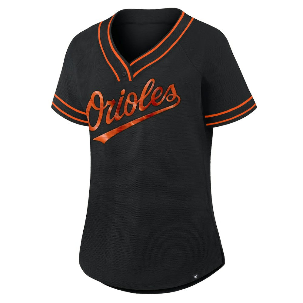 Baltimore Orioles Fanatics Women's Diva Race Ahead Raglan V-Neck T-Shirt Clearance