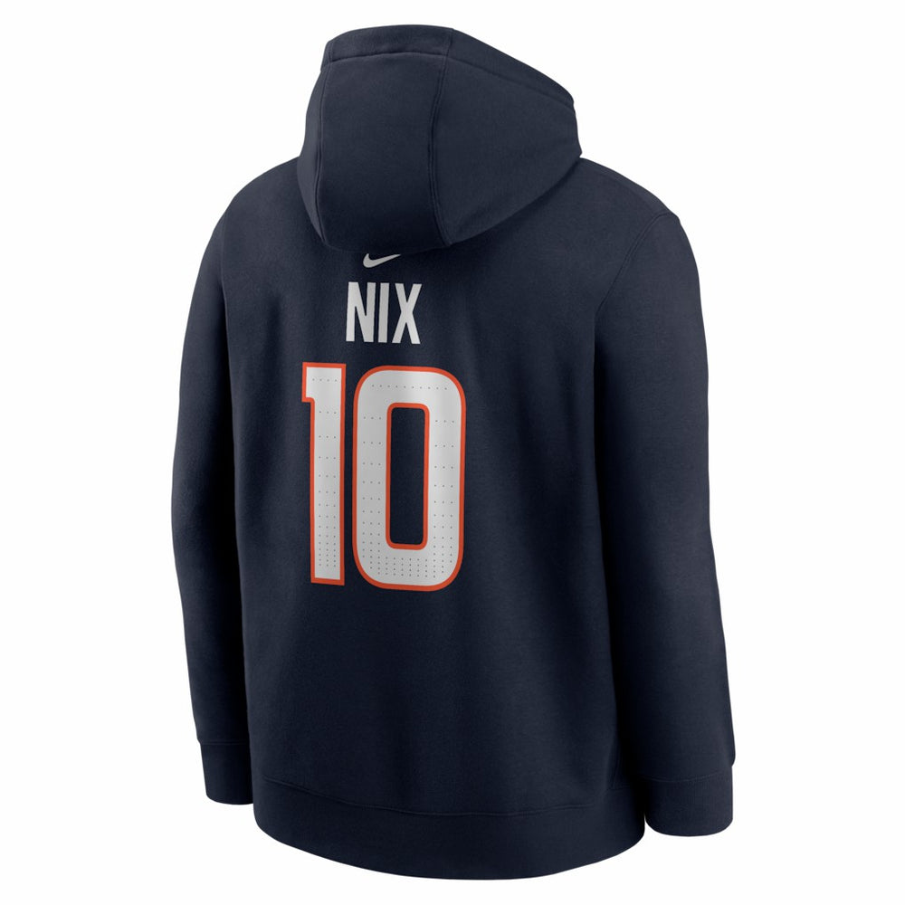 Bo Nix Denver Broncos Name & Number Fleece Hoodie Navy - Nike