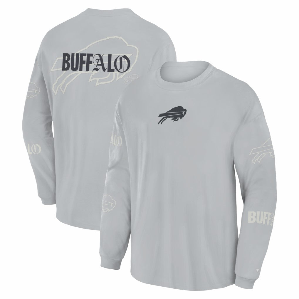 Buffalo Bills Oversized Type Play Long Sleeve T-Shirt Gray - Fanatics