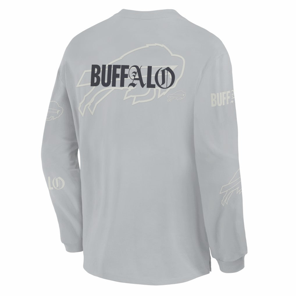 Buffalo Bills Oversized Type Play Long Sleeve T-Shirt Gray - Fanatics