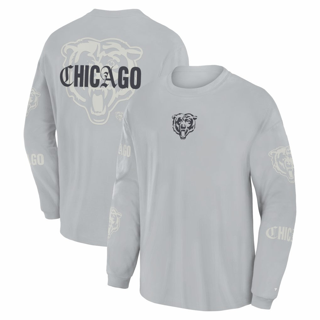Chicago Bears Oversized Type Play Long Sleeve T-Shirt Gray - Fanatics