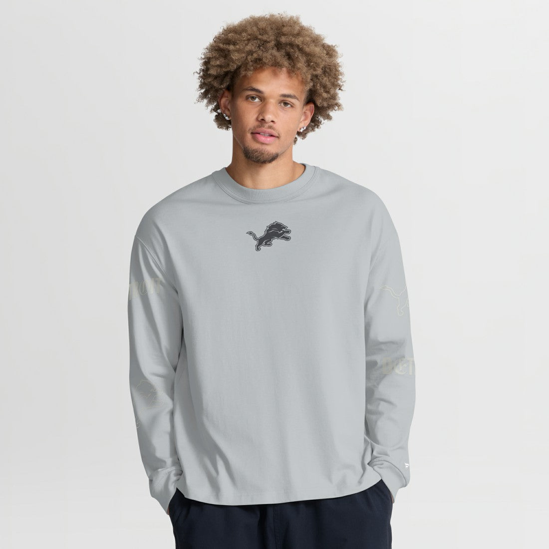 Detroit Lions Oversized Type Play Long Sleeve T-Shirt Gray - Fanatics