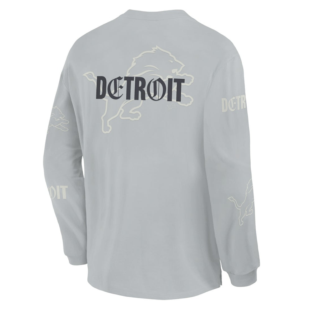 Detroit Lions Oversized Type Play Long Sleeve T-Shirt Gray - Fanatics