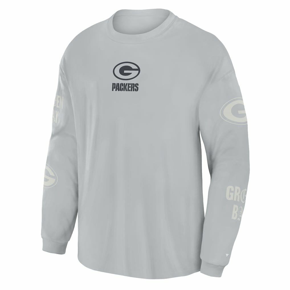 Green Bay Packers Oversized Type Play Long Sleeve T-Shirt Gray - Fanatics
