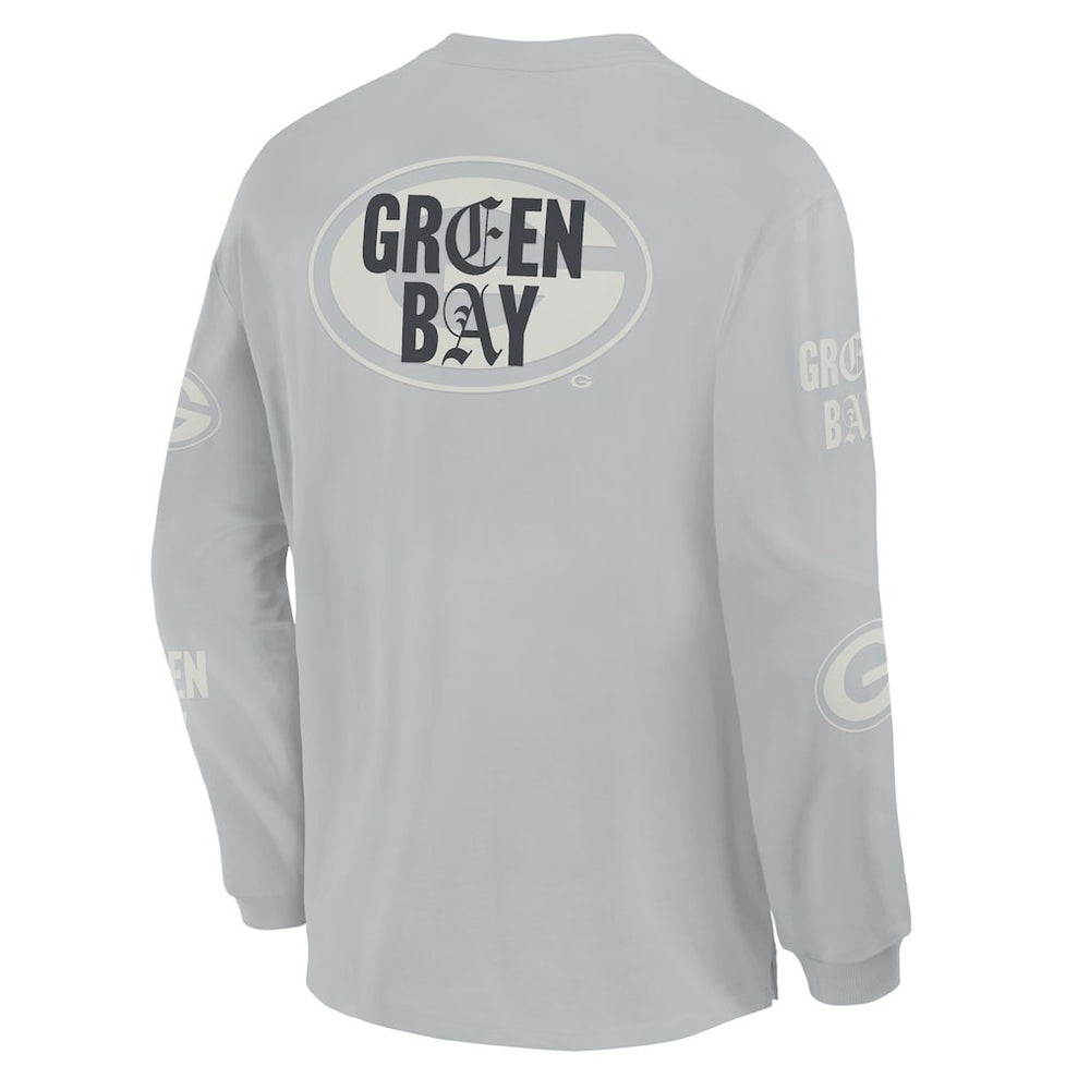 Green Bay Packers Oversized Type Play Long Sleeve T-Shirt Gray - Fanatics