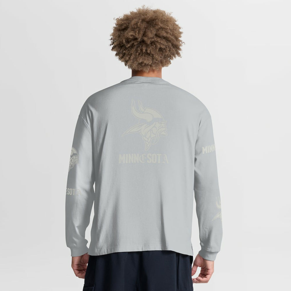 Minnesota Vikings Oversized Type Play Long Sleeve T-Shirt Gray - Fanatics