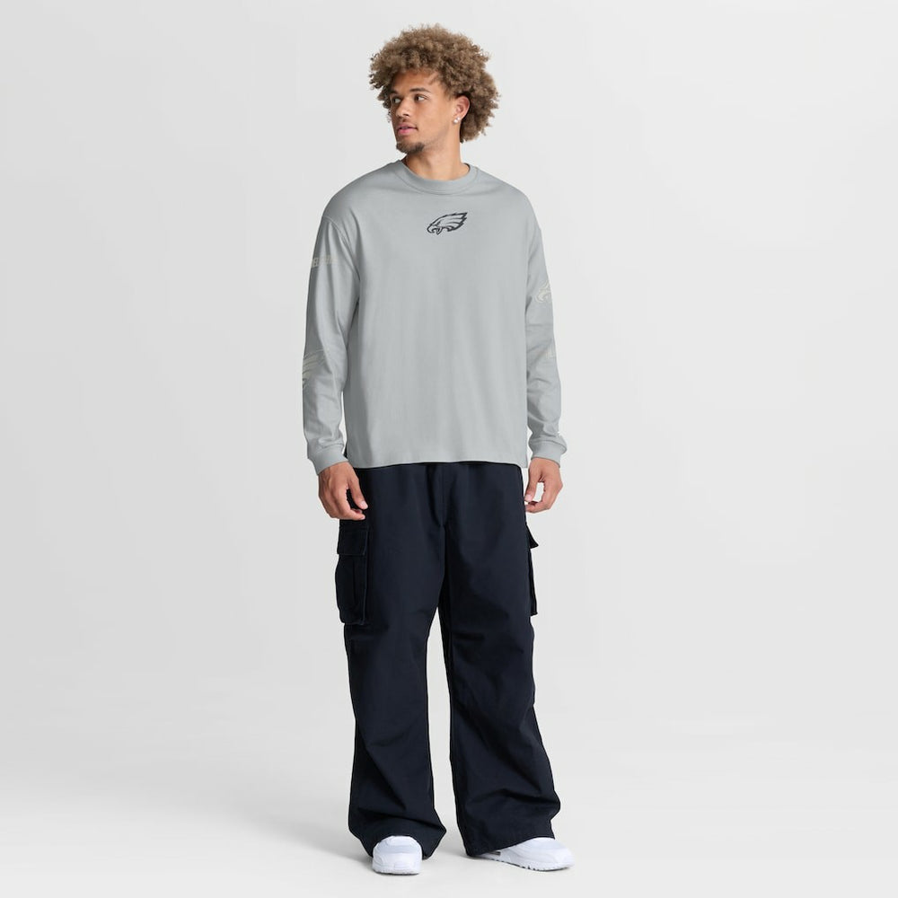 Philadelphia Eagles Oversized Type Play Long Sleeve T-Shirt Gray - Fanatics