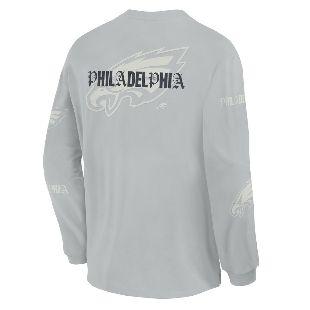 Philadelphia Eagles Oversized Type Play Long Sleeve T-Shirt Gray - Fanatics
