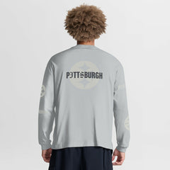 Pittsburgh Steelers Oversized Type Play Long Sleeve T-Shirt Gray - Fanatics