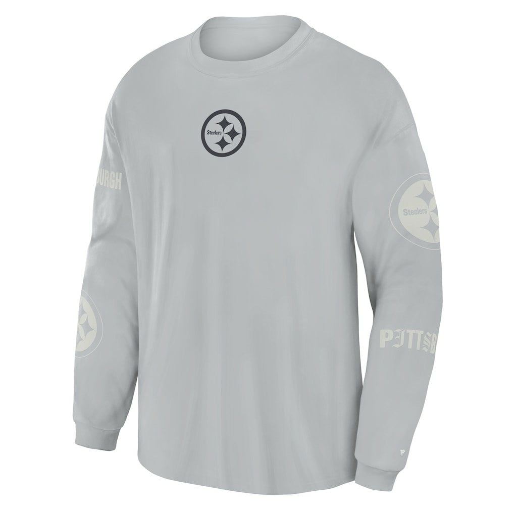 Pittsburgh Steelers Oversized Type Play Long Sleeve T-Shirt Gray - Fanatics