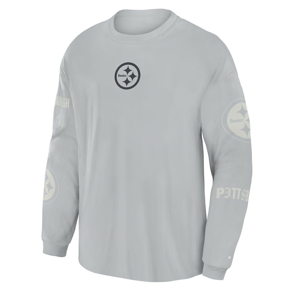 Pittsburgh Steelers Oversized Type Play Long Sleeve T-Shirt Gray - Fanatics
